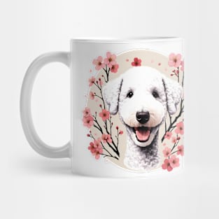 Bedlington Terrier Enjoys Spring's Cherry Blossoms Beauty Mug